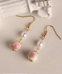 今日のピアス✨️✨️ | ピンクの花柄の玉が可愛いピアス🌸(ピアス（両耳用）)