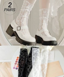 SHEIN | 白と黒のレースのソックス🧦2足組‎🤍🖤(ソックス/靴下)
