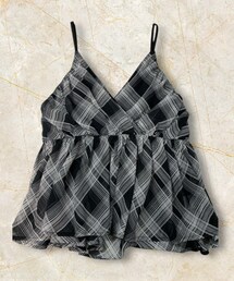 しまむら | ブラック×ホワイトのチェック柄ビスチェ🖤‎🤍カシュクールになっている🍀(その他トップス)