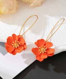 今日のピアス✨️✨️ | オレンジの花のピアス🌺(ピアス（両耳用）)