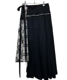 HARE | チェックプリーツ2Pレイヤードスカート🖤⋆͛*͛チェックのスカートとジップの付いた腰巻スカートのセット🎶(スカート)