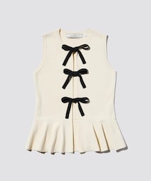 GU | GU×rokhコラボ✨️第2弾 フロントリボンセーター(ノースリーブ)リボンを綺麗に結ぶのは難しい😢🎀(ニット/セーター)