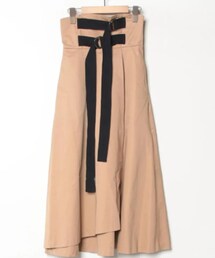 Ameri | ダブルテープベルトスカート🍀ウエストの2つのベルトが特徴のラップフレアスカート🖤⋆͛*͛ハイウエスト😊(スカート)