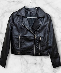 LUDIC PARK | Fレザーライダースジャケット🖤⋆͛*͛(ライダースジャケット)