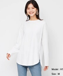 GU | ラウンドヘムロングスリーブ(Tシャツ/カットソー)