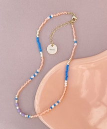 vincent | "contrast" necklace _purple×salmon(ネックレス)