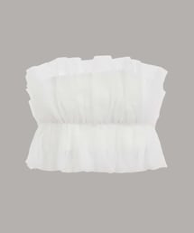 shein | フリル裾 オルガンザ チューブトップ(チューブトップ)