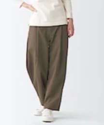 無印良品 | 女撥水加工彈性聚酯纖維打摺寬擺褲 摩卡棕L(パンツ)