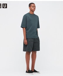 UNIQLO | エアリズムコットンオーバーサイズTシャツ(5分袖)/Olive(Tシャツ/カットソー)