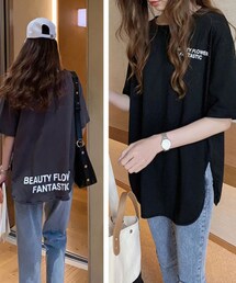 GALAXY | サイドスリット バックロゴ入りTシャツ(Tシャツ/カットソー)