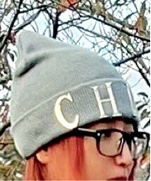 GALAXY | CHICメタルプレート付きニット帽(ニットキャップ/ビーニー)