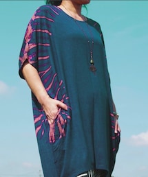 GALAXY | タイダイ染め ドルマンチュニック ワンピース ターコイズ(チュニック)