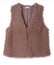 Linoluce | しまむら シャギーノースリベスト（えださん）中茶 528-0999(ベスト)