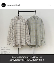 SUREVE | アベイル エステルクロスチェックシャツ 淡茶 485-1383(シャツ/ブラウス)