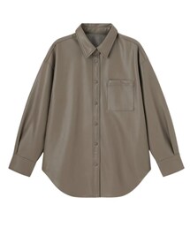 GU | フェイクレザーオーバーサイズシャツ(シャツ/ブラウス)