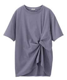 GU | ツイストチュニックT（5分袖）(Tシャツ/カットソー)