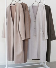 Rag Out | フェイクスエード ノーカラーコート(ノーカラーコート)