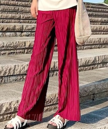 relache | しまむら T変形プリーツパンツ 濃赤 525-5818(パンツ)