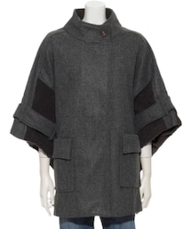 PAJARITO | 圧縮ニット＆ボア切替ポンチョコート(ポンチョ)