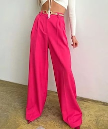 GALAXY | ハイウエスト シフォン ワイドパンツ(パンツ)