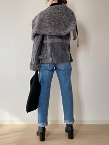 PERVERZE 　ワイドカラー ムートンコート　ブラック PERVERZE ワイドカラー ムートンコート ブラック PERVERZE