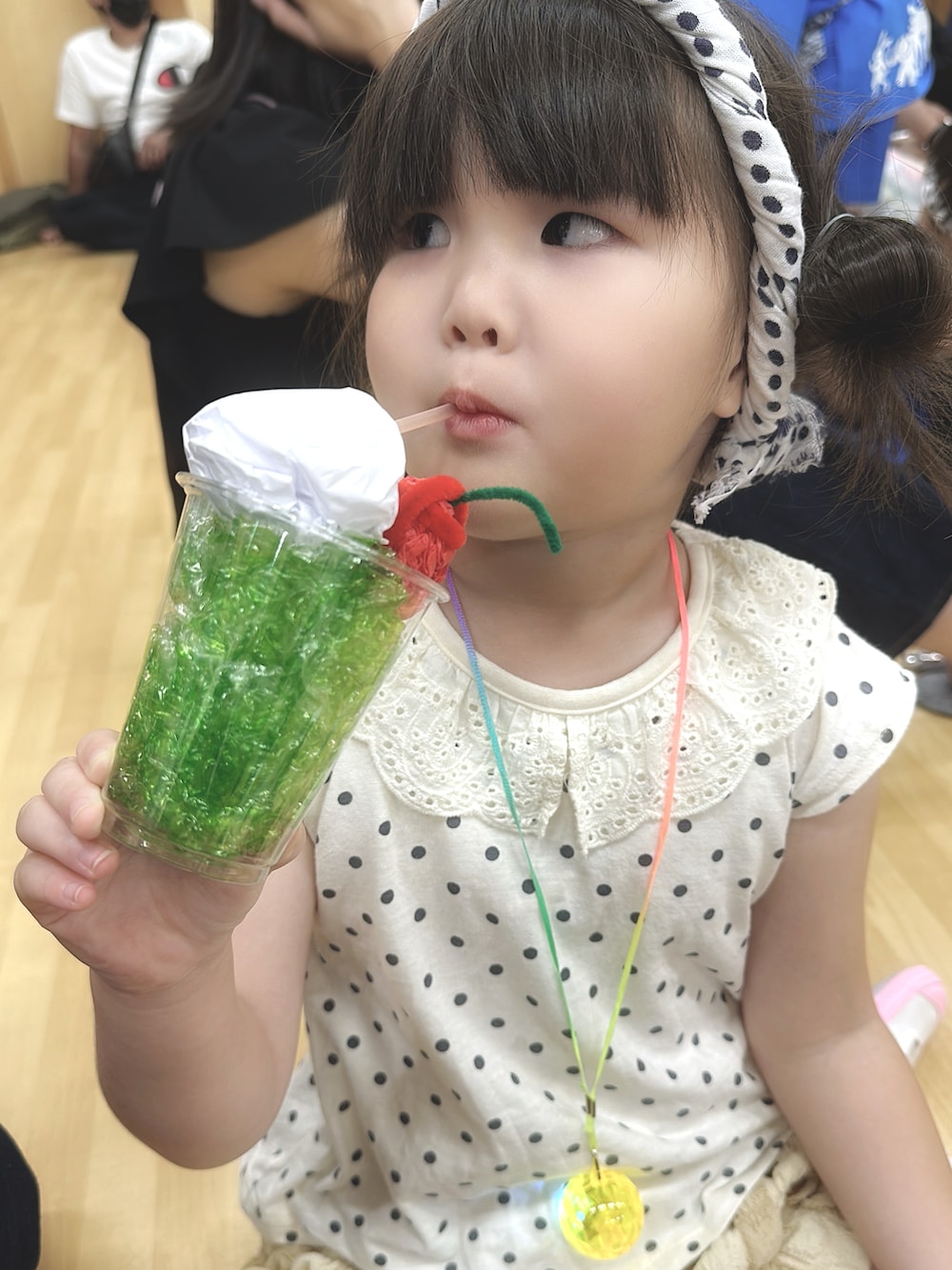 「七夕祭り、七夕、甚平、おんなのこ、ピンク、ディズニーコーデ、おしゃれさんと繋がりたい、4歳」|「Birthdayのアイテム(水着/着物・浴衣、ピンク系)」を使った、AMUさん(レディース・90cm)の夏コーディネートの2枚目の写真