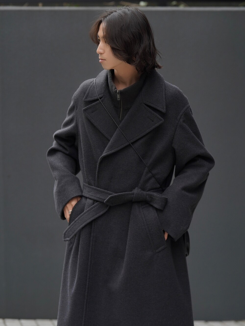 SMOOTH HERRINGBONE MAXI OVER COAT SMOOTH HERRINGBONE MAXI OVER
