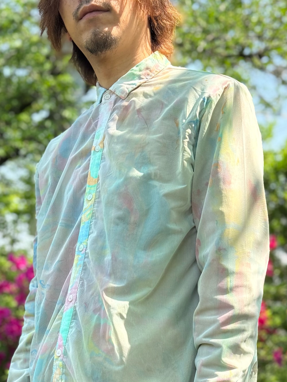 「リメイク、シアーシャツ、ダメージデニムパンツ、古着MIX、adidas」｜「adidas Originalsの＜adidas Originals＞ スーパースター 82/スニーカー（スニーカー、ホワイト系）」を使った、ちゃんまつ:Reさん（メンズ・166cm）の春コーディネートの2枚目の写真