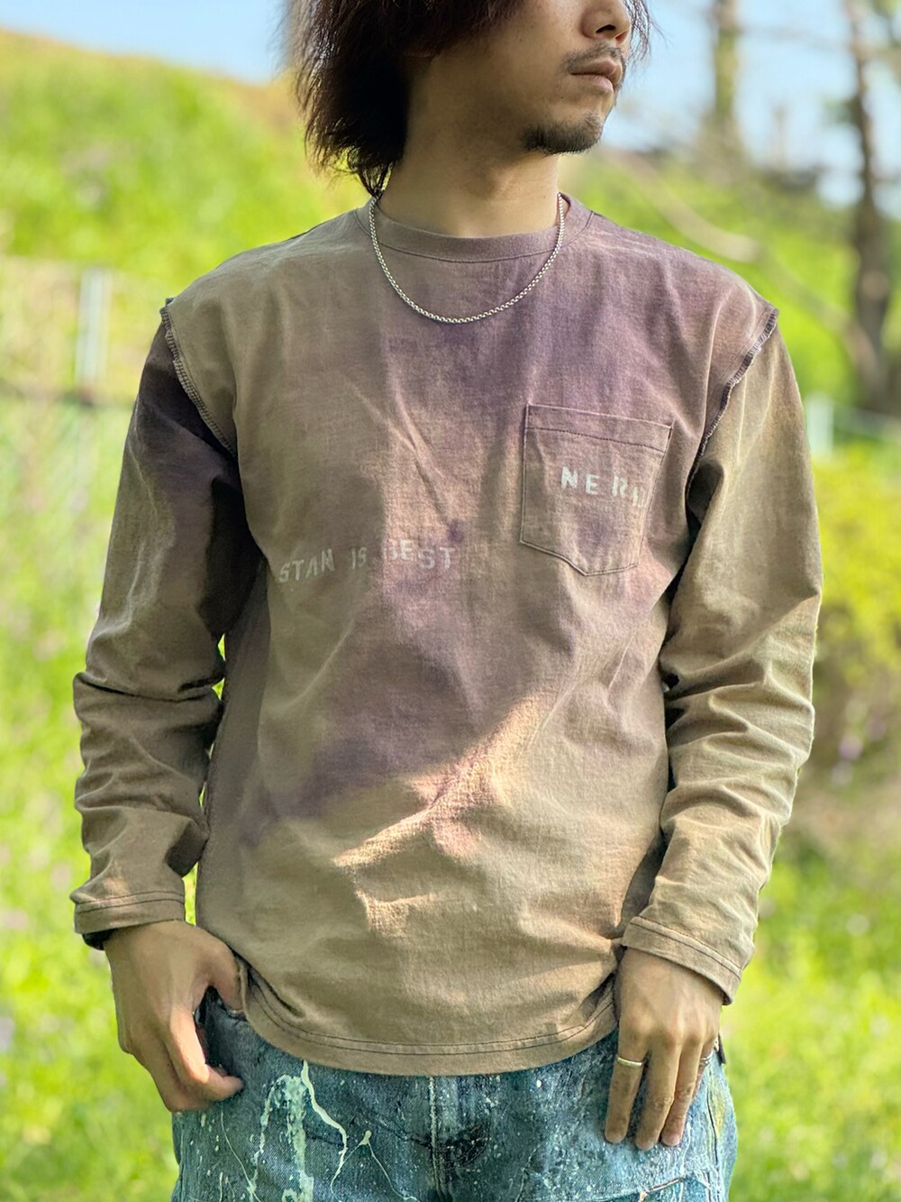 「リメイク、シアーシャツ、ダメージデニムパンツ、古着MIX、adidas」｜「adidas Originalsの＜adidas Originals＞ スーパースター 82/スニーカー（スニーカー、ホワイト系）」を使った、ちゃんまつ:Reさん（メンズ・166cm）の春コーディネートの3枚目の写真