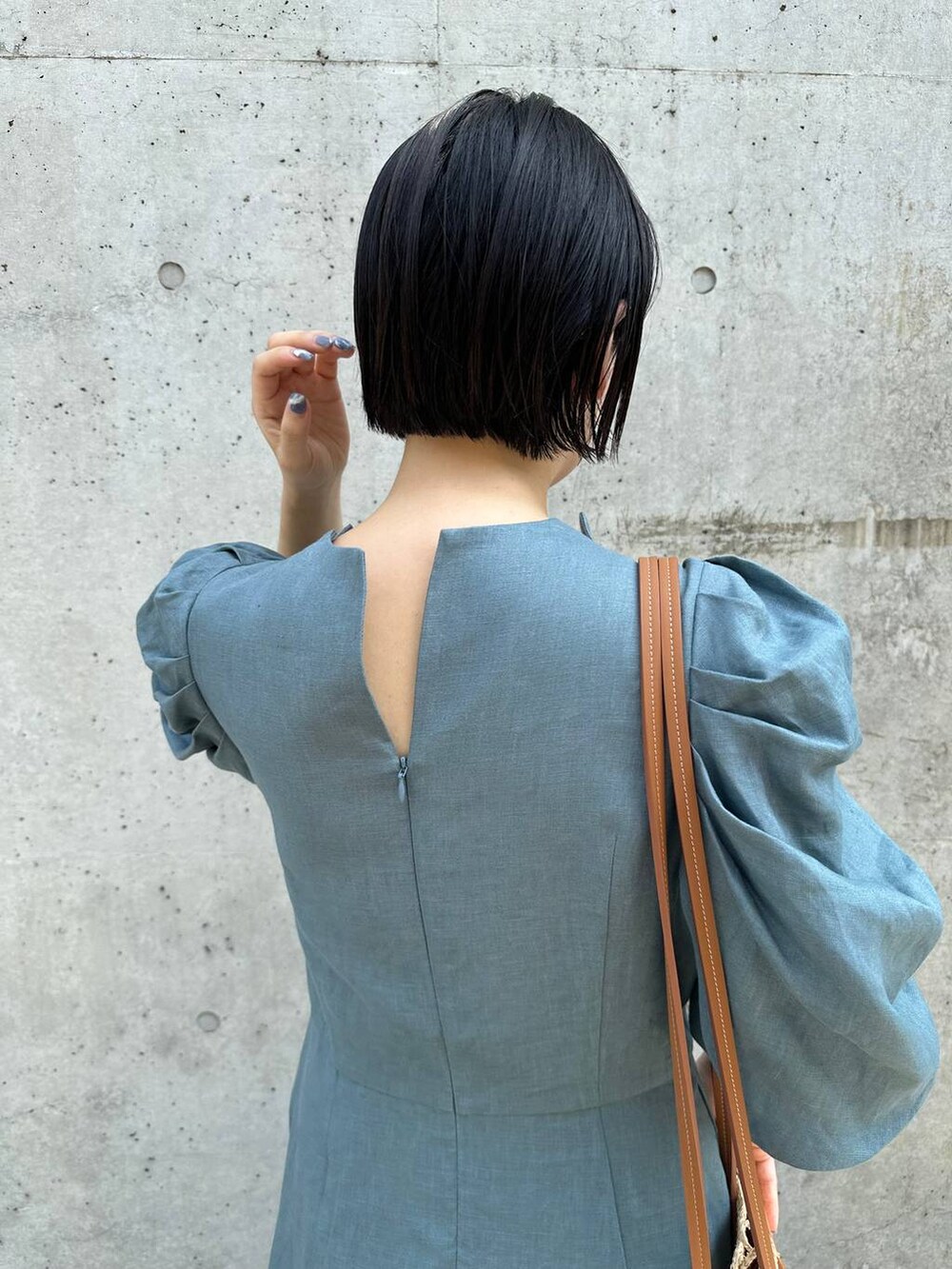 「低身長、ハンサム、モード、ベーシック/シンプル、ワンピース、秋コーデ、夏コーデ」｜「ChaosのChaos(カオス)/ブリッコワンピース（ワンピース、ブルー系）」を使った、chaos_kawaさん（レディース・150cm）の夏コーディネートの6枚目の写真