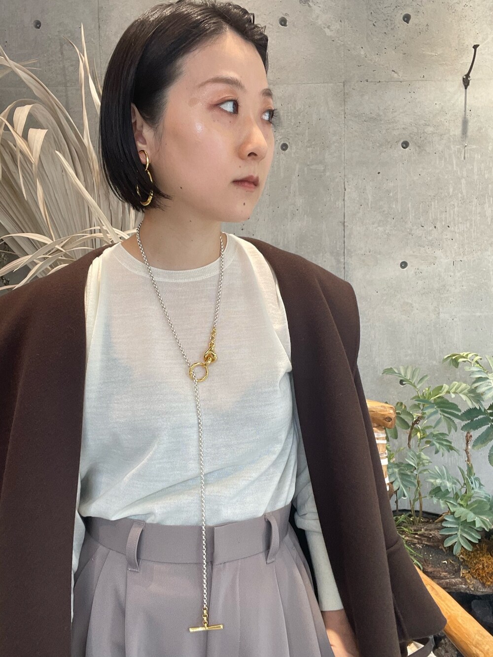 「150cmコーデ、150cm、低身長、低身長コーデ、シアートップス、シアーニット、秋コーデ、冬コーデ、秋冬コーデ、コート、ウールコート、フードコート、タックイン、骨格ストレート」｜「Chaosのスーペリアボースフードコート（ジャケット/アウター、その他）」を使った、chaos_kawaさん（レディース・150cm）の秋コーディネートの9枚目の写真