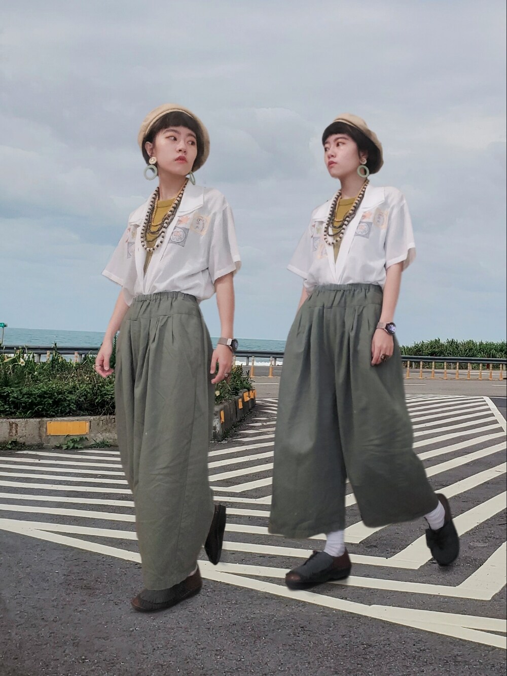 グリーン系のその他パンツを着用したレディースの春コーディネートの2枚目の写真