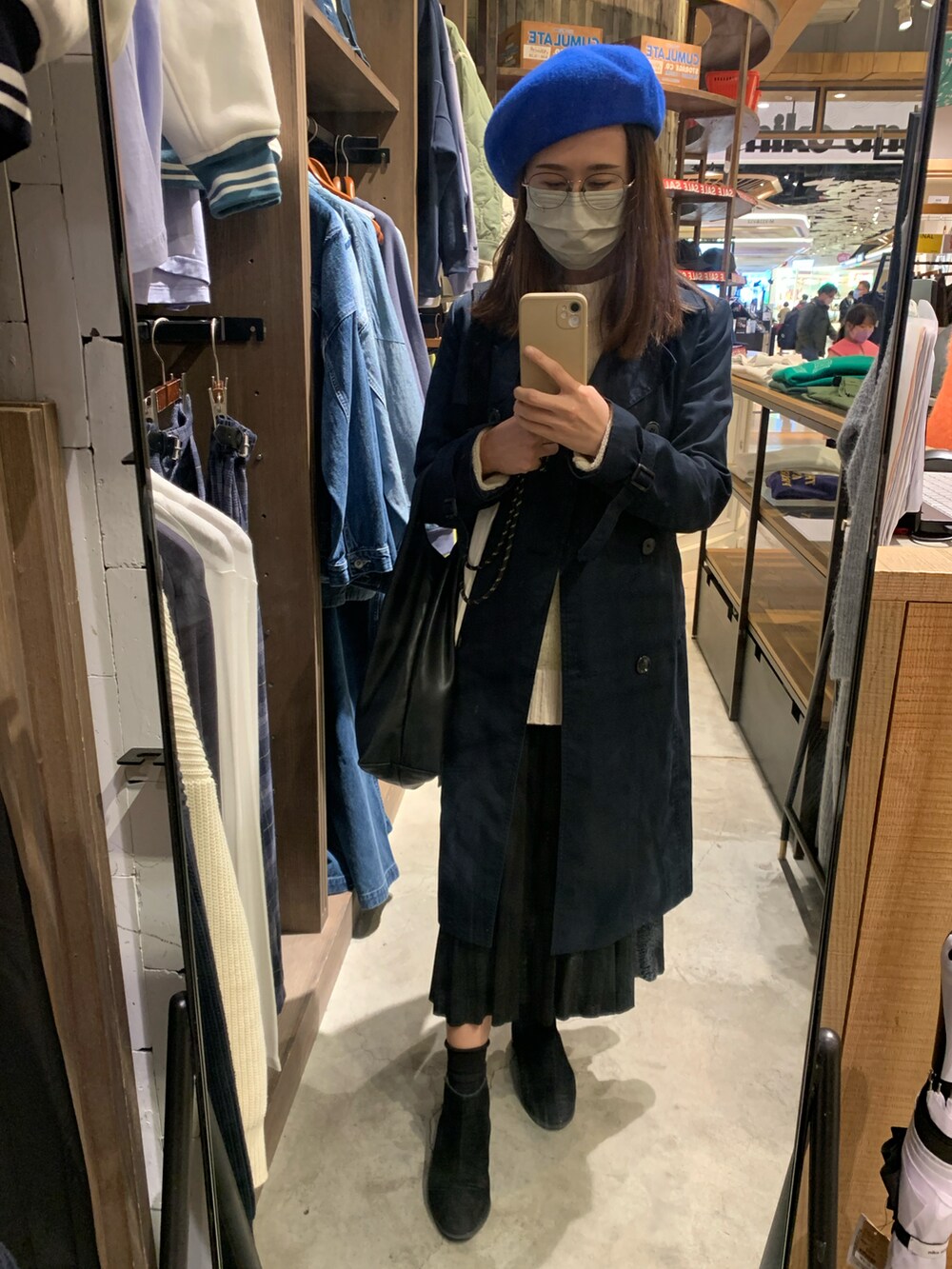 「niko and...のオリジナルカラーベレー帽（ハンチング/ベレー帽、ブラック系）」を使った、BelaLaさん（レディース・153cm）の冬コーディネートの2枚目の写真