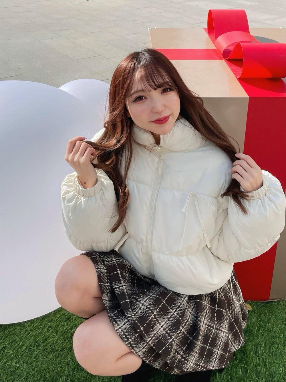 ☆試着のみ極美品☆PING防寒星柄ダウンジャケットとスカートセットアップ