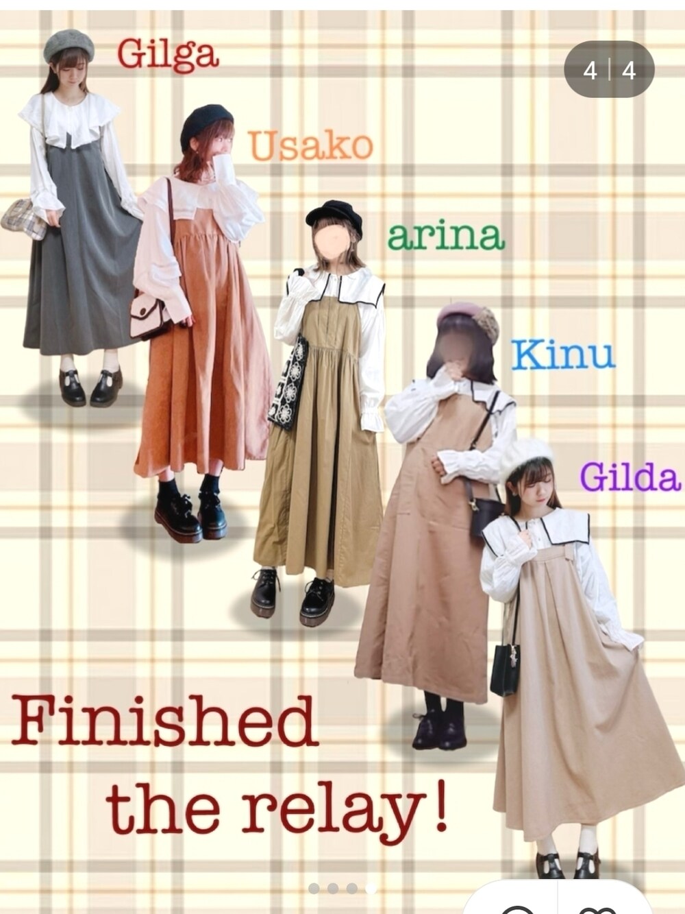 グレー系のワンピース、ブラック系のブーツ、ホワイト系のスカートを着用したレディースの秋コーディネートの4枚目の写真