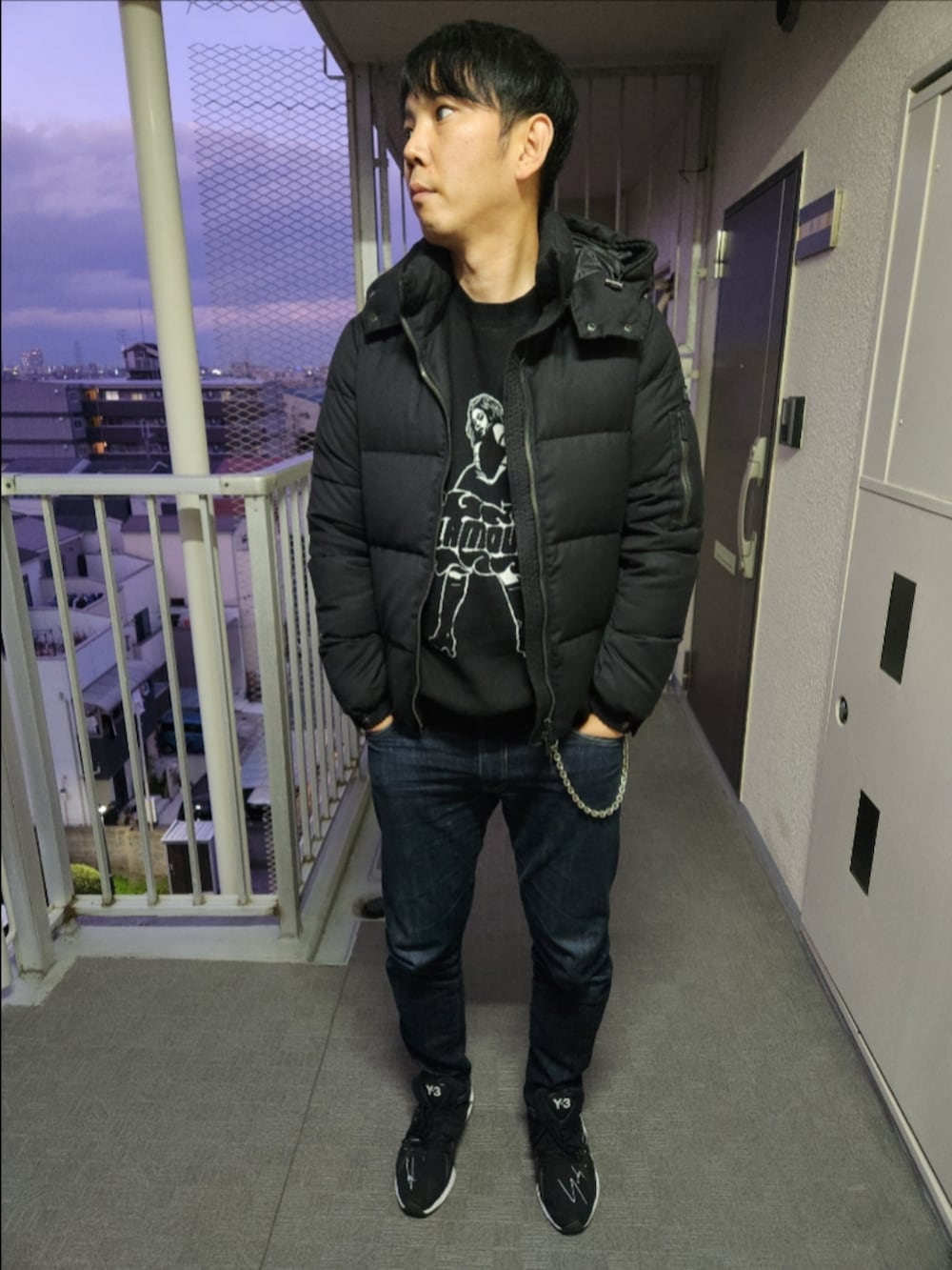 「タトラス、ヒステリックグラマー、リーバイスMade&Crafted、Y-3、冬コーデ、KRAZウールダウン、VIXEN GIRLジャガードセーター、511MADE IN JAPAN、FYW S-97、ウォレットチェーン、SHIPS別注、正解かも、値段高騰」｜「TATRASのアイテム（ダウンジャケット/コート、ブラック系）」を使った、akkunn_akkunnさん（メンズ・180cm）の冬コーディネートの2枚目の写真