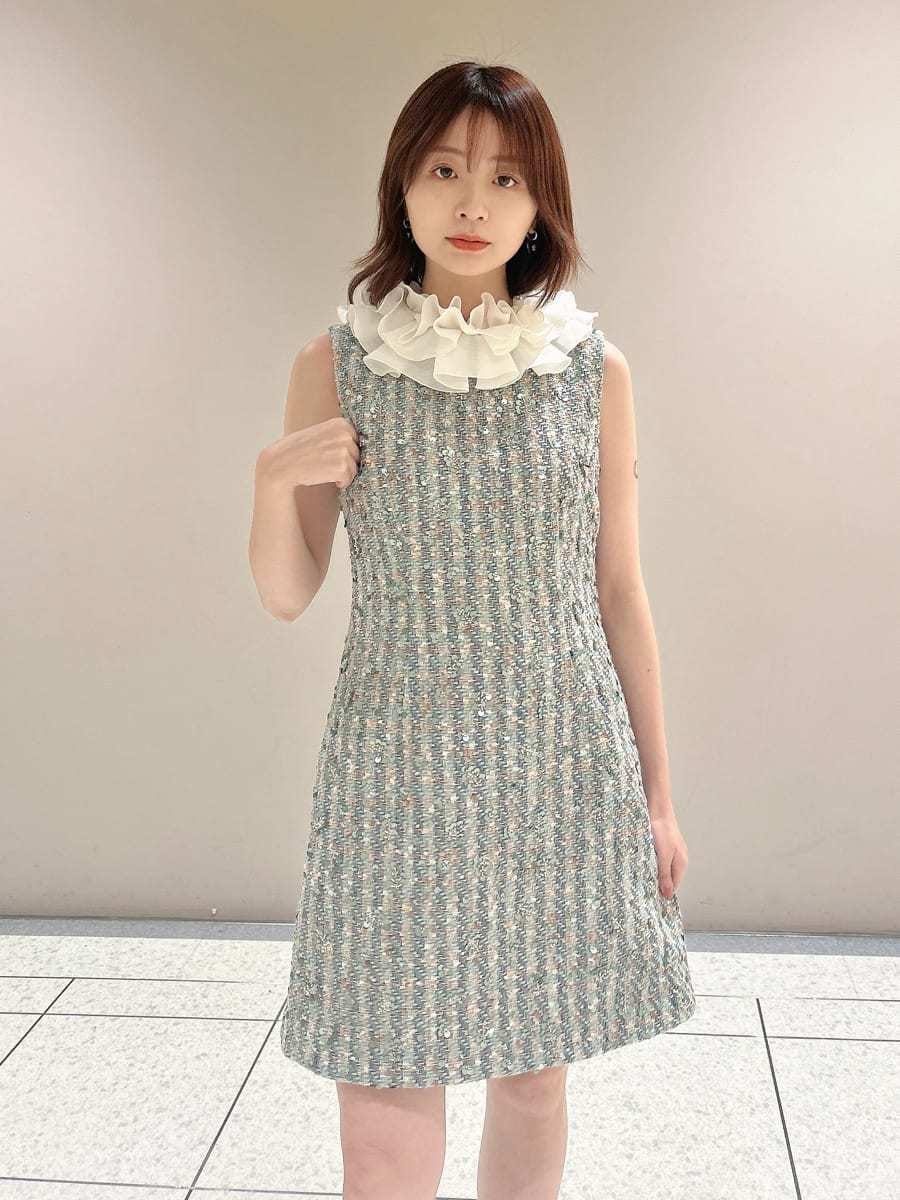 L.B CANDY STOCK フリルカラー付き2wayミニワンピース LILY BROWN