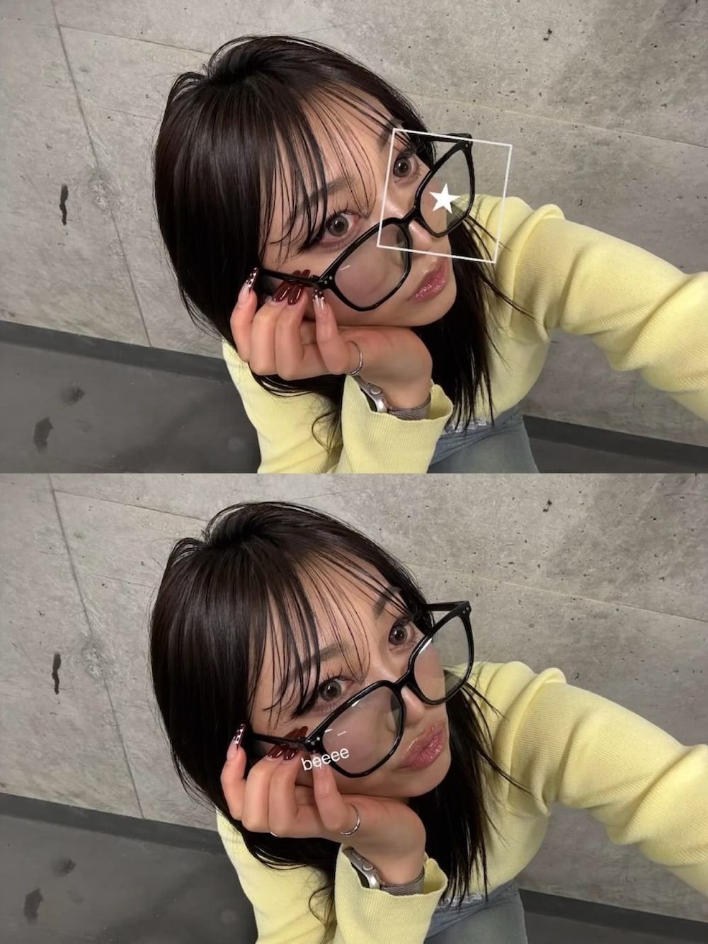 イエロー系のニット/セーター、ブルー系のデニムパンツを着用したレディースの春コーディネートの2枚目の写真