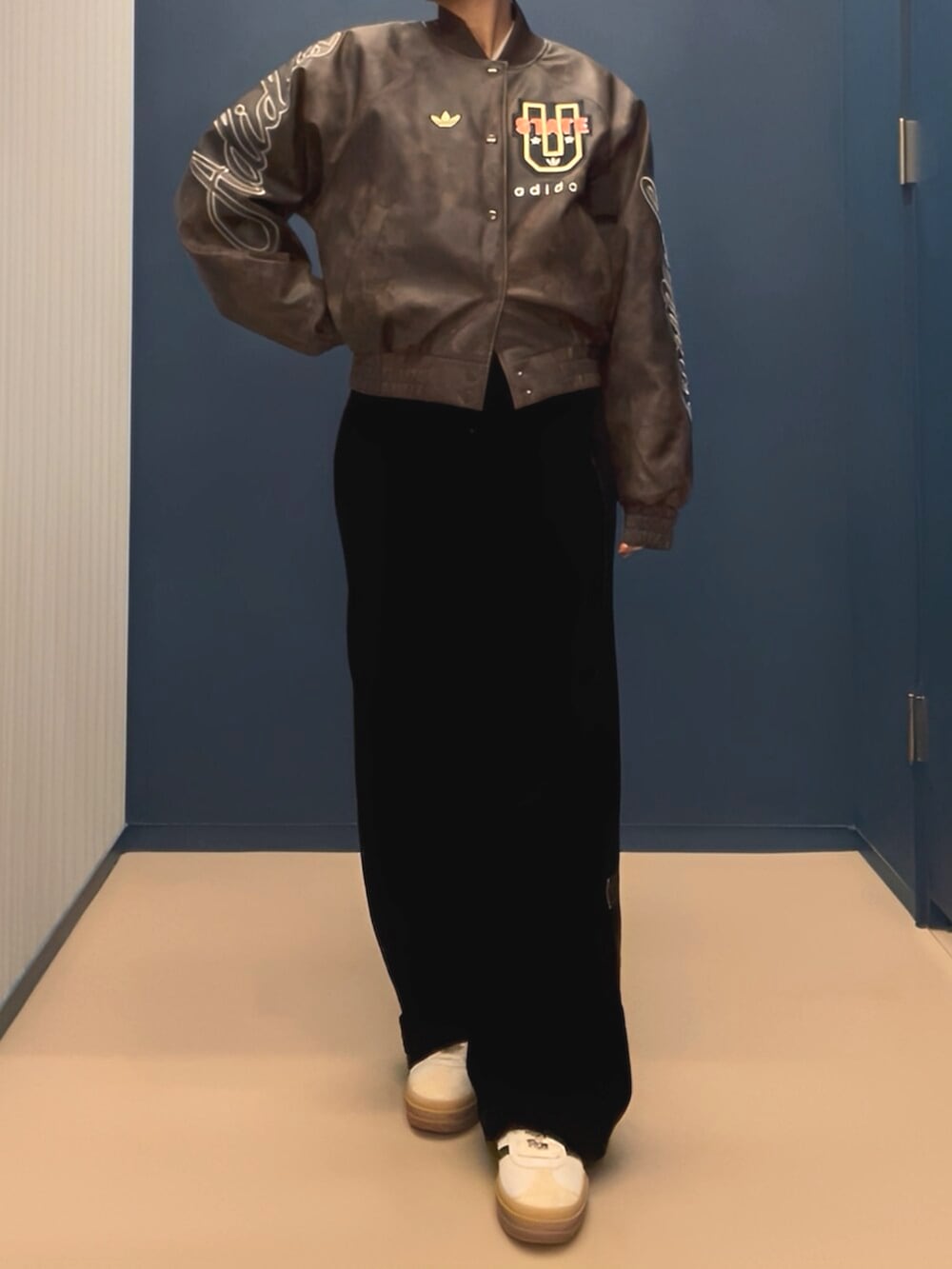 アディダス オリジナルス Athletic Dept ビンテージ合成皮革ジャケット