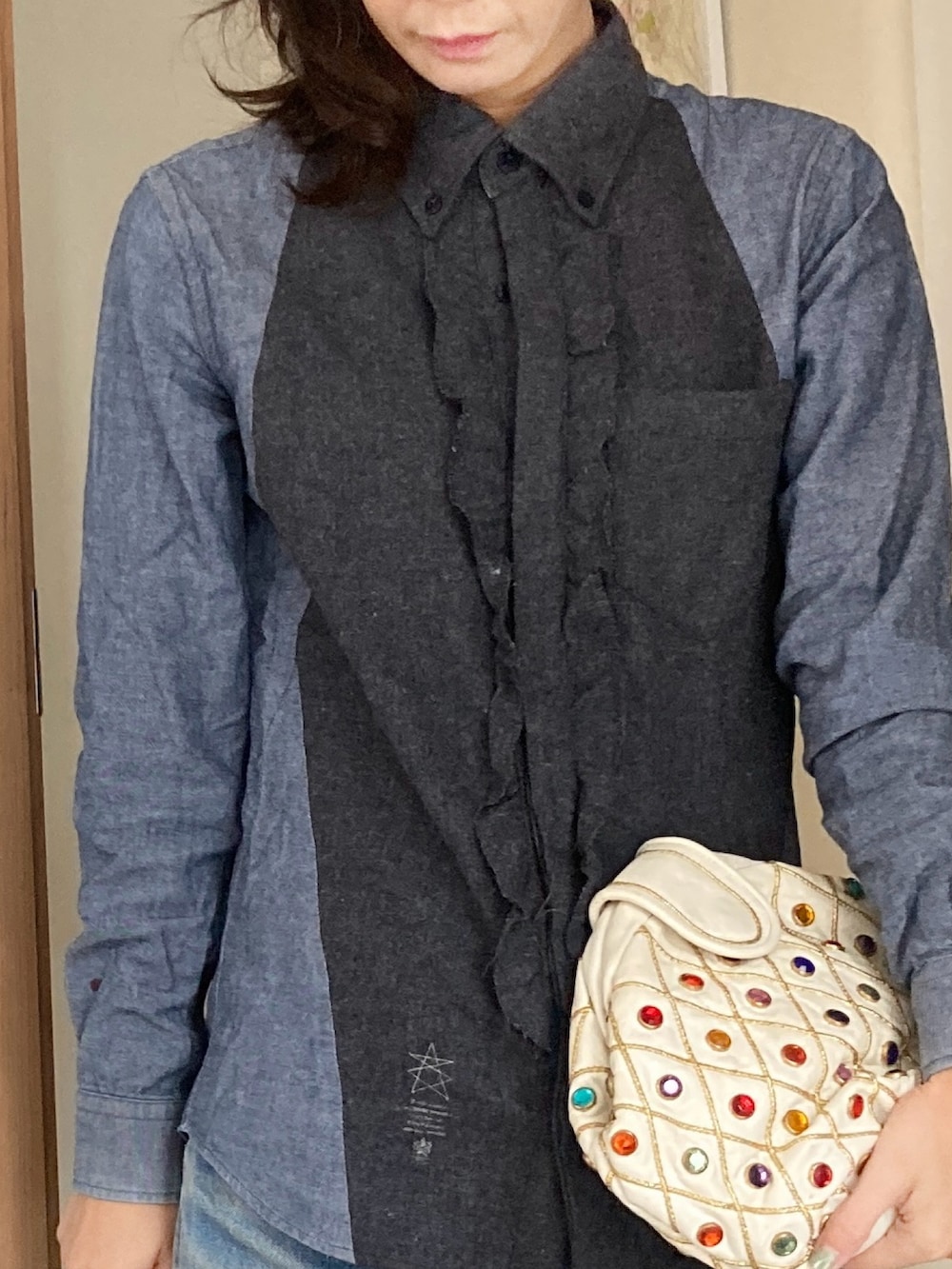 「秋っぽコーデ更新中、秋服、古着コーデ、古着女子、古着MIX、ヴィンテージ デニム、リーバイス501」｜「Levi'sのアイテム（デニムパンツ、ブルー系）」を使った、33さん（骨格ナチュラル・レディース・167cm）の秋コーディネートの2枚目の写真