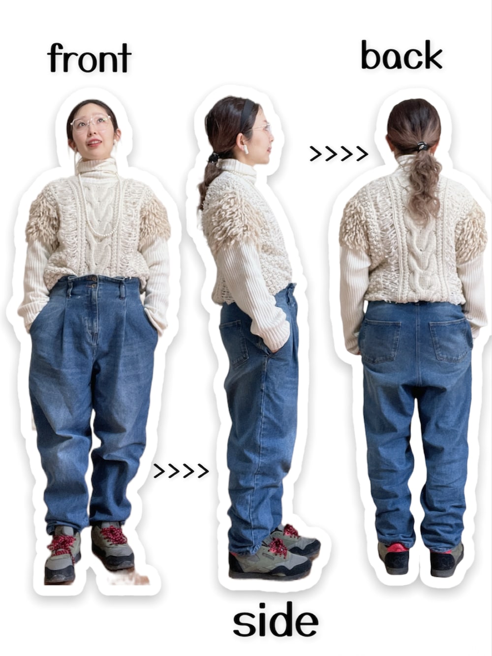 「カジュアル、オトナ女子、大人カジュアル、ootd、休日コーデ、大人ガーリー、低身長、パンツスタイル、メガネ女子、冬コーデ、30代、ママファッション、LEINWANDE、クリアメガネ、スニーカー女子」｜「cepoのＷポケットキルティングジャケット（ブルゾン、グリーン系）」を使った、kinokonokoさん（レディース・152cm）の冬コーディネートの2枚目の写真