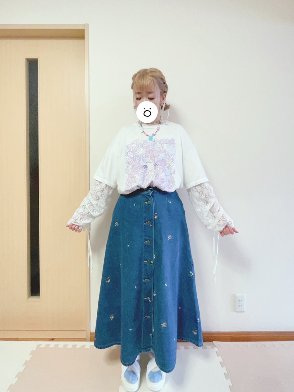 「WCのアイテム(Tシャツ/カットソー、ホワイト系)」を使った、𝚖 𝚎 𝚛 𝚘 ⋈*。゚さん(レディース・156cm)の春コーディネートの2枚目の写真