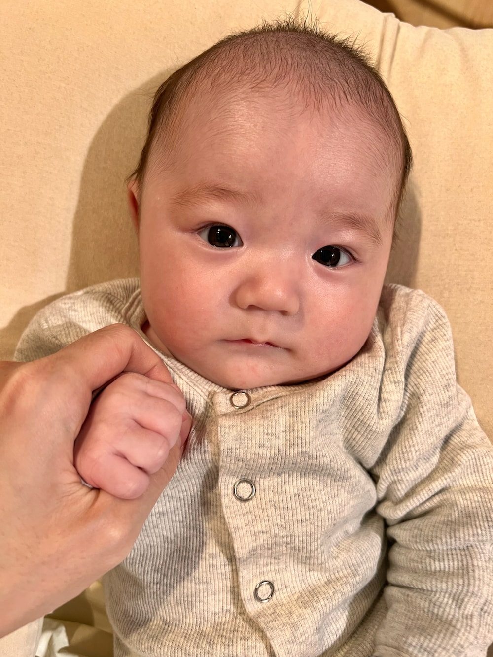 「冬コーデ、カジュアル、ママコーデ、授乳中コーデ、ニットブラ、赤ちゃん、shein、JOHN LAWRENCE SULLIVAN、NIKE、iliann loeb、UGG、おでかけんのしん」｜「JOHN LAWRENCE SULLIVANのベージュといろちおきにいり🤍🤍🤍（パンツ、ホワイト系）」を使った、Chisato さん（レディース・167cm）の冬コーディネートの4枚目の写真