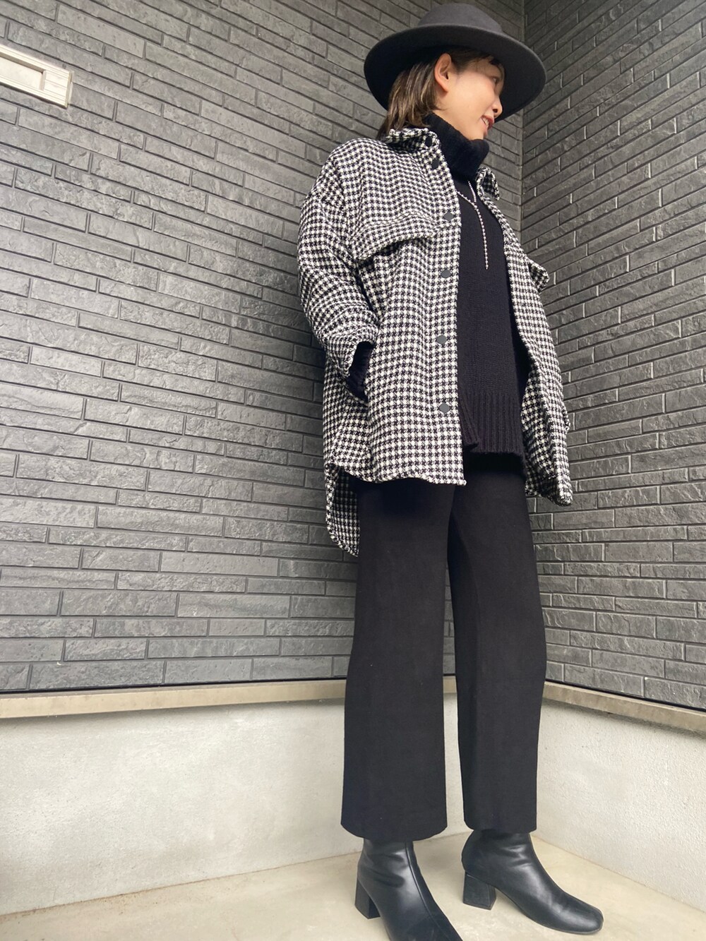 「coca、cocaコーデ、ZARA、アラフィフ、アラフィフコーデ、プチプラ、プチプラコーデ」｜「coca（coca）のウールハット（ハット、グレー系）」を使った、yuniconさん（レディース・163cm）の冬コーディネートの2枚目の写真