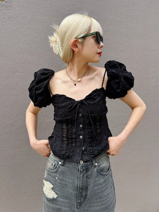 2way Cotton Puff Sleeve Bustier/2WAYコットンパフスリーブビスチェを