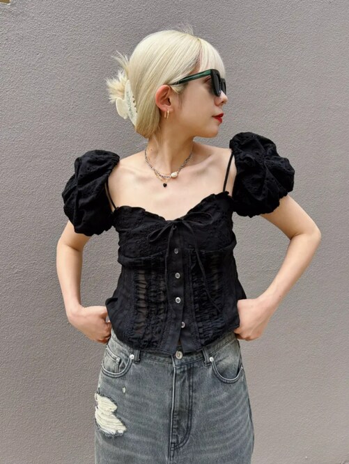 2way Cotton Puff Sleeve Bustier/2WAYコットンパフスリーブビスチェを 