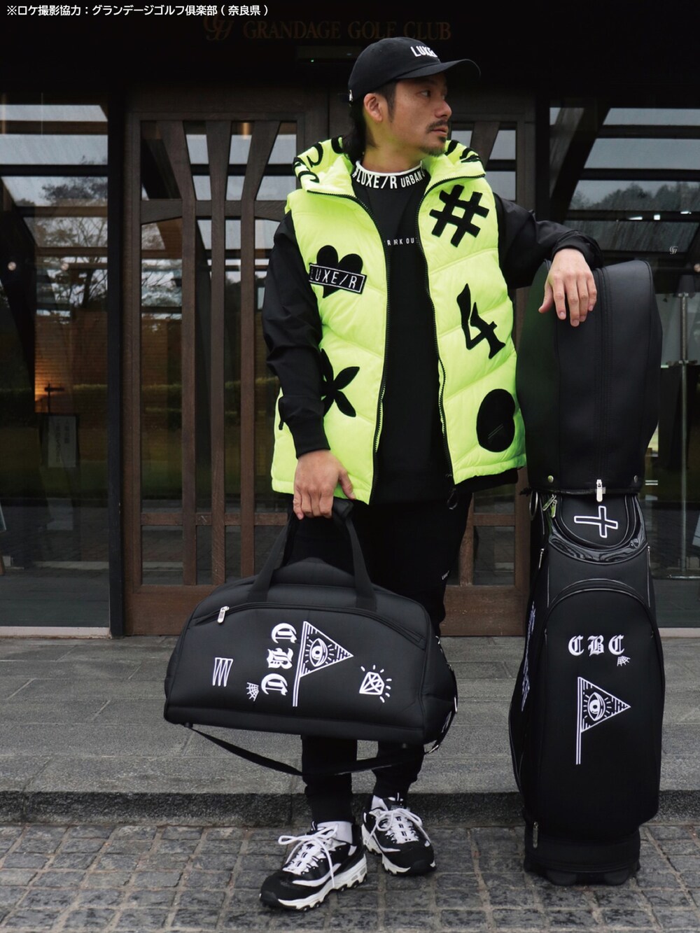 「ootd、おしゃれさんと繋がりたい、今日のコーデ、ダウンベスト、ダウンパンツ、ロンT、ニット帽、GOLF、golfwang、ゴルフ、ゴルフウェア、ゴルフコーデ、ゴルフ女子、ゴルフ男子」｜「LUXE/R GOLFの【LUXE/R GOLF】ラバーワッペン ニットキャップ(RMS)（ニットキャップ/ビーニー、ブラック系）」を使った、【BAYBLO】Officialさん（メンズ・170cm）の冬コーディネートの2枚目の写真