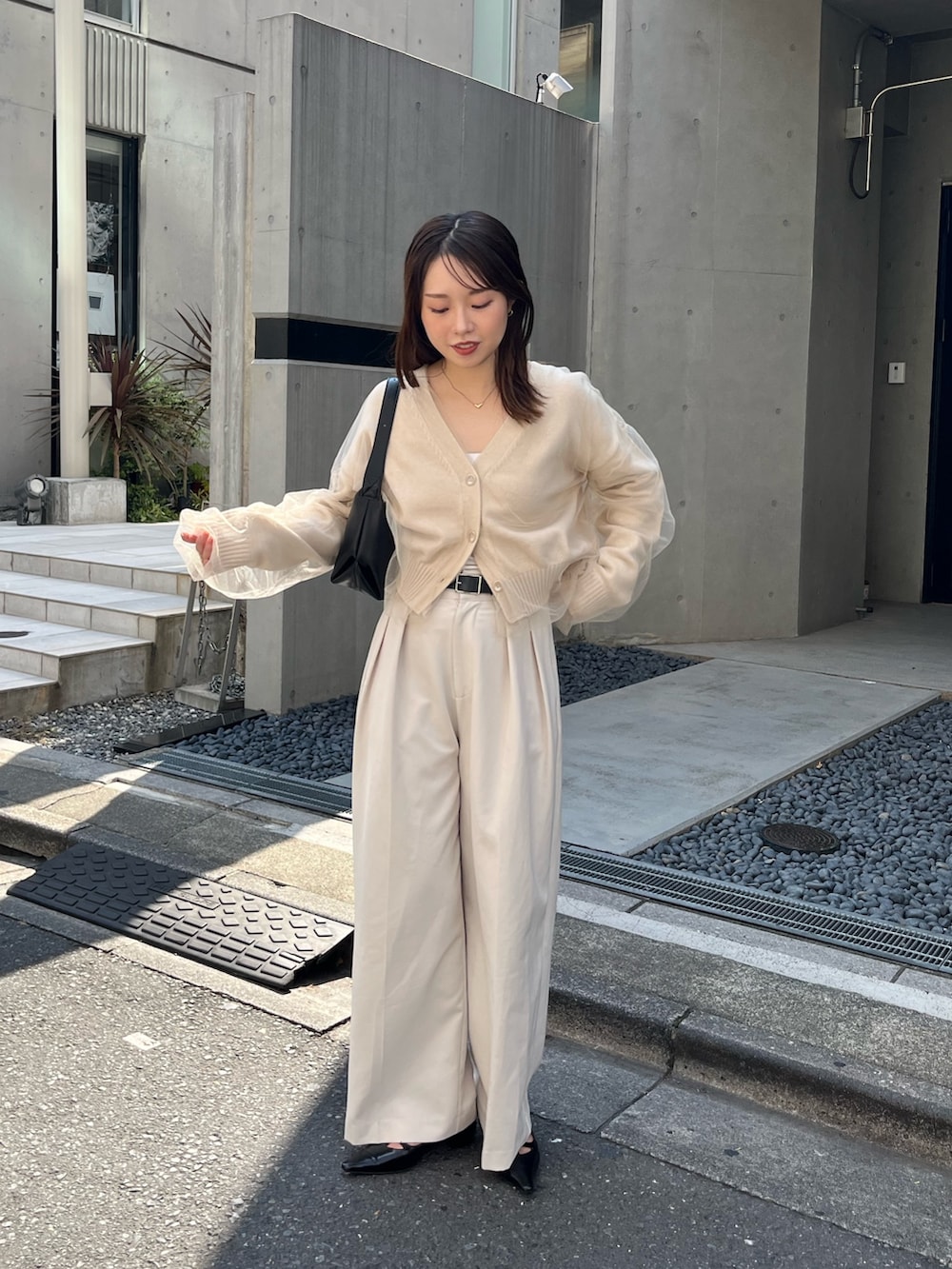 CAPRICIEUX LE'MAGE チュールレイヤードカーディガン 1枚で着映え】チュールレイヤードカーディガン（カーディガン