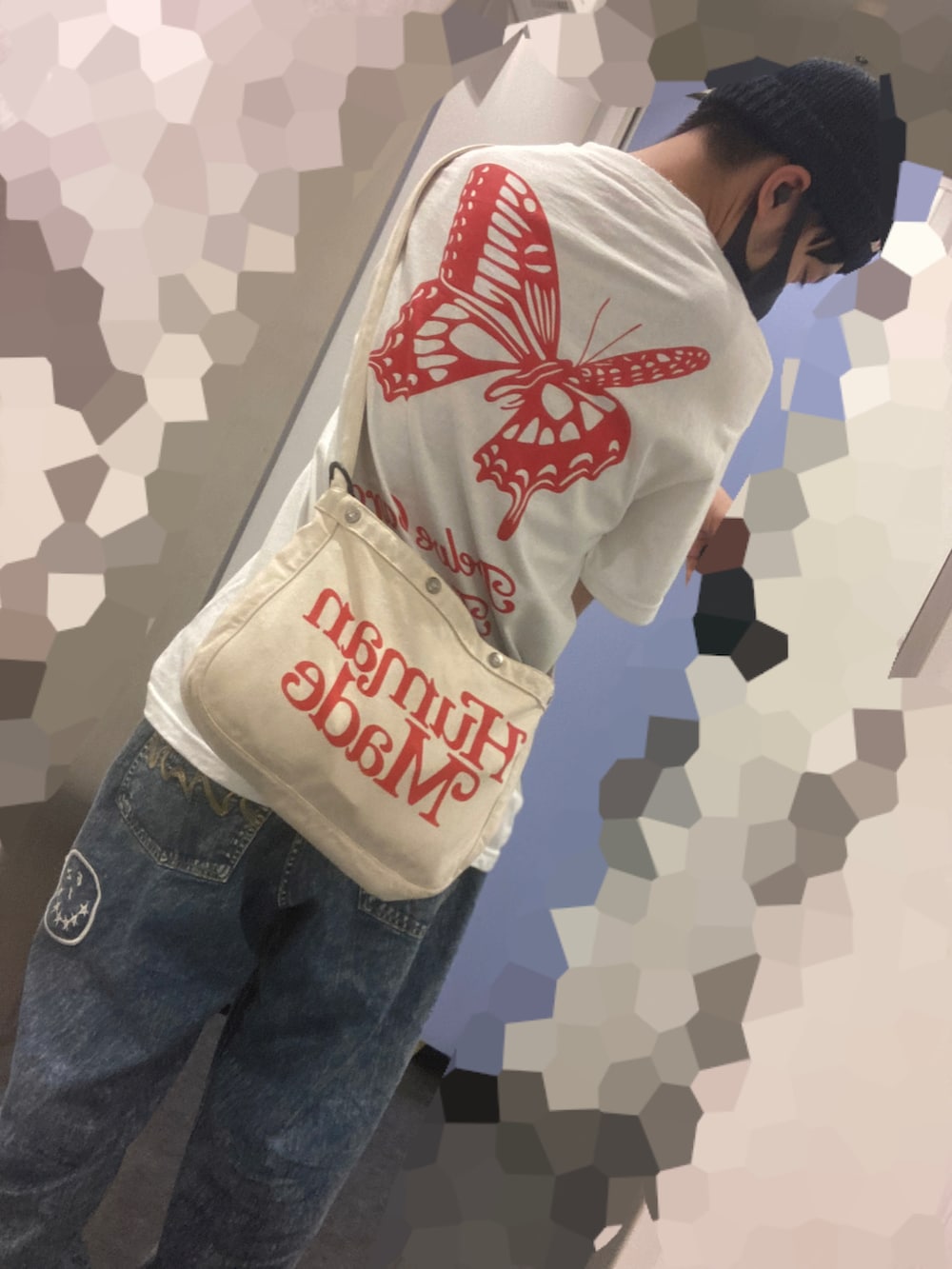 「夏コーデ、休日スタイル、シンプル、スニーカーコーデ、ビッグシルエット、白Tシャツ、ゆるコーデ、ストリート、夏だ！Tシャツ着よう！、低身長、LEFLAH、humanmade、NIKE、postmalone、VERDY」｜「HUMAN MADEのアイテム（ニットキャップ/ビーニー、ブラック系）」を使った、M4S4T0さん（メンズ・160cm）の夏コーディネートの2枚目の写真