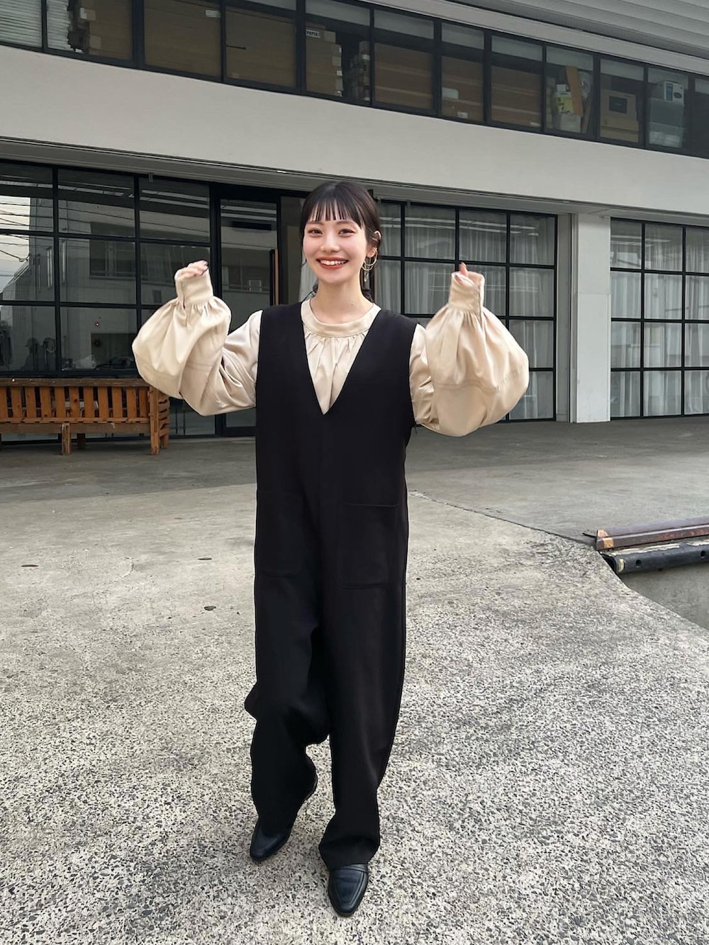 hinari コクーンシルエット　コンビネゾン　オールインワン hinari（ヒナリ）の「【低身長向けサイズあり】コクーン